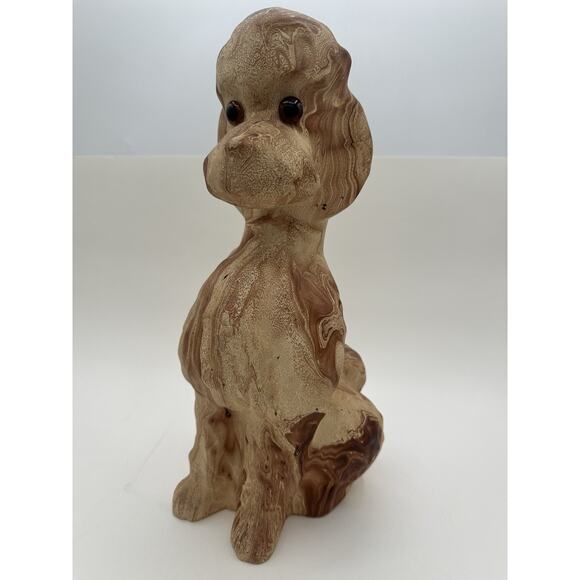 VTG Large 14" Pine Scented Pottery Colorado Poodle Statue Figure Brown Glaze - Picture 1 of 10
